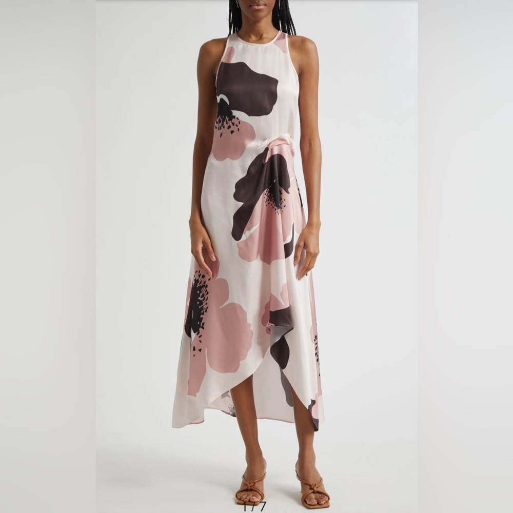 NEW Reiss Michalie Floral Sleeveless Satin Dress, Size 2